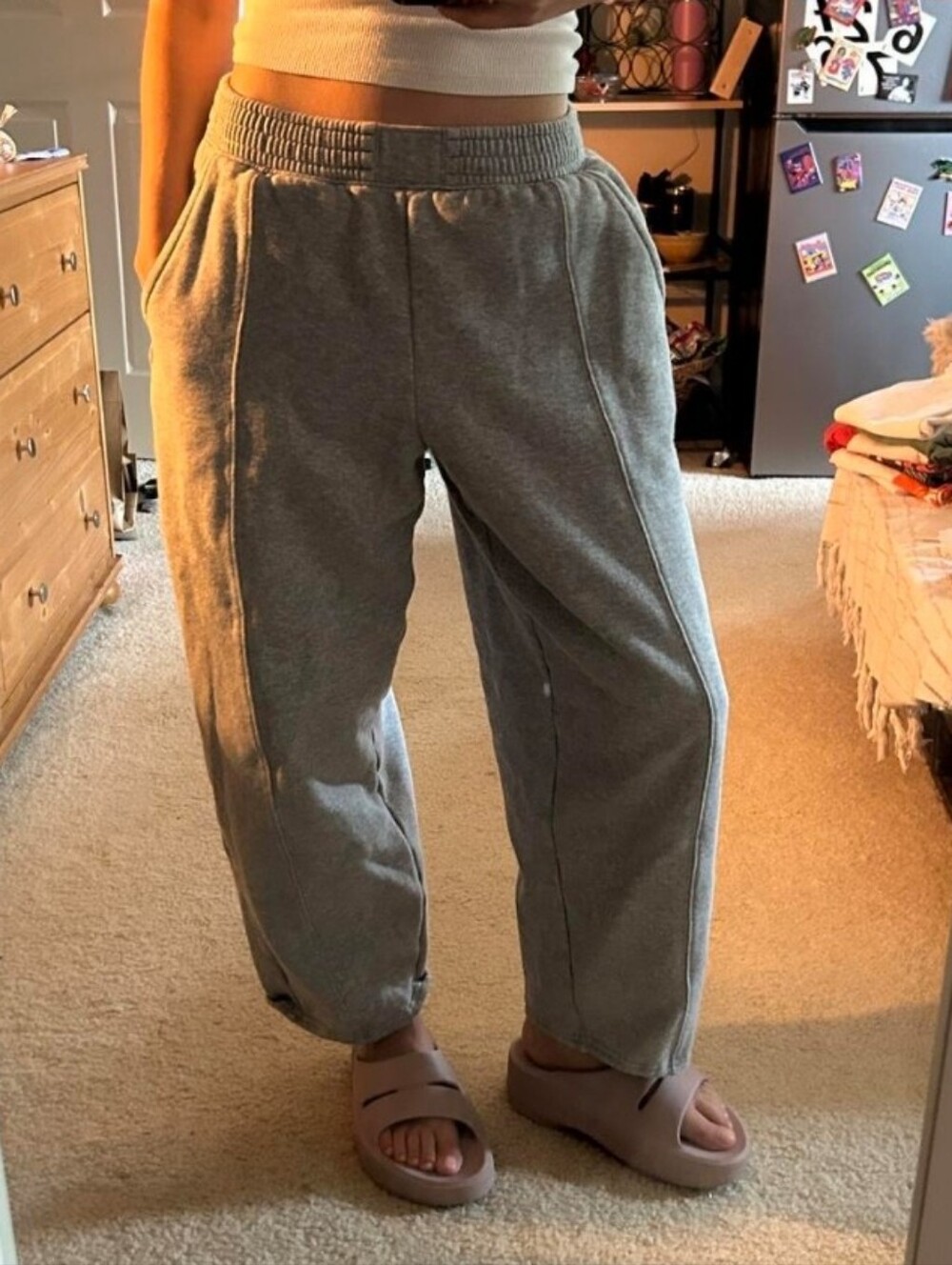 PINK Victoria's Secret Gray Elastic-Waist Barrel Sweatpants
